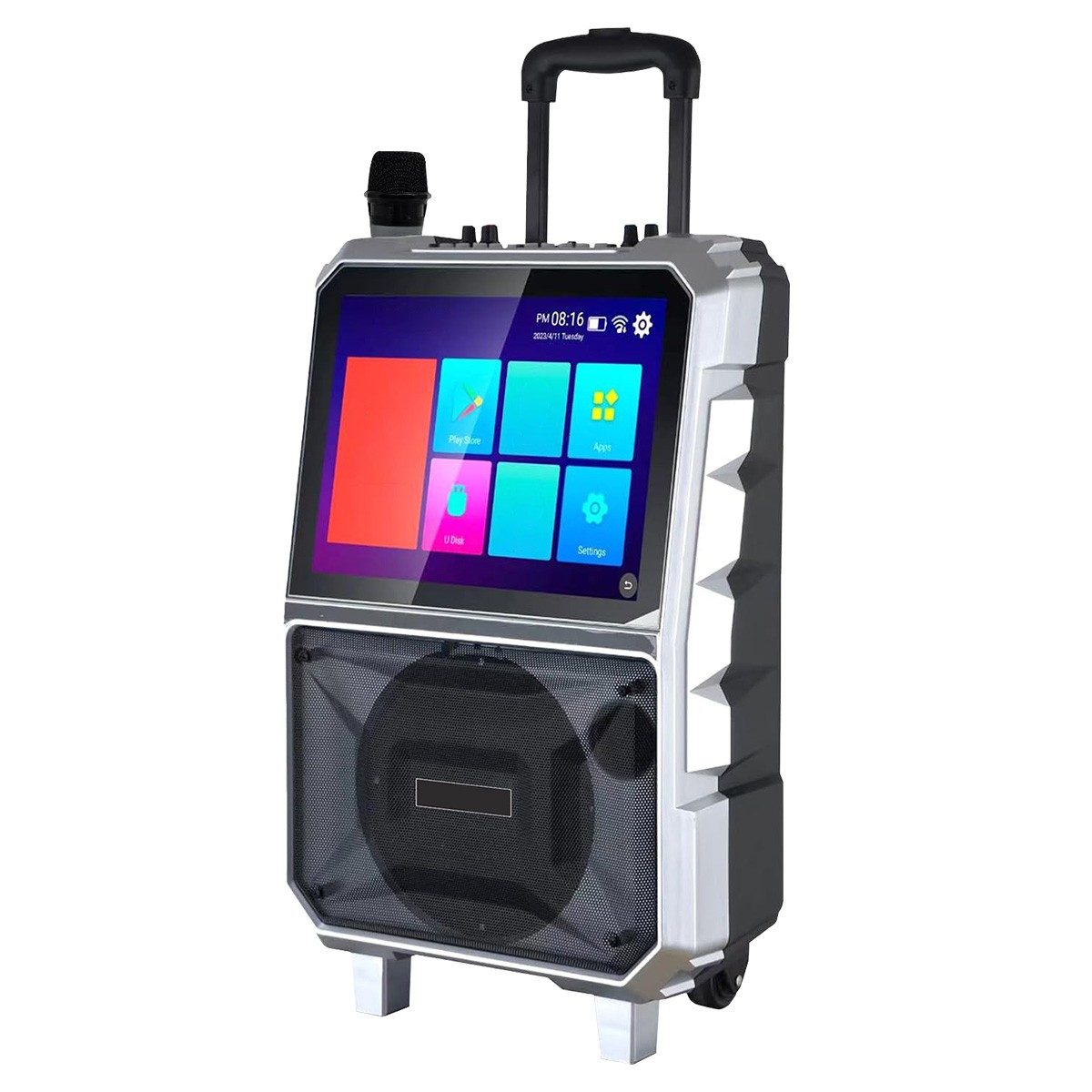 Professional Karaoke Machine BT Speaker w/ Wireless Mic & Lyrics Display Screen