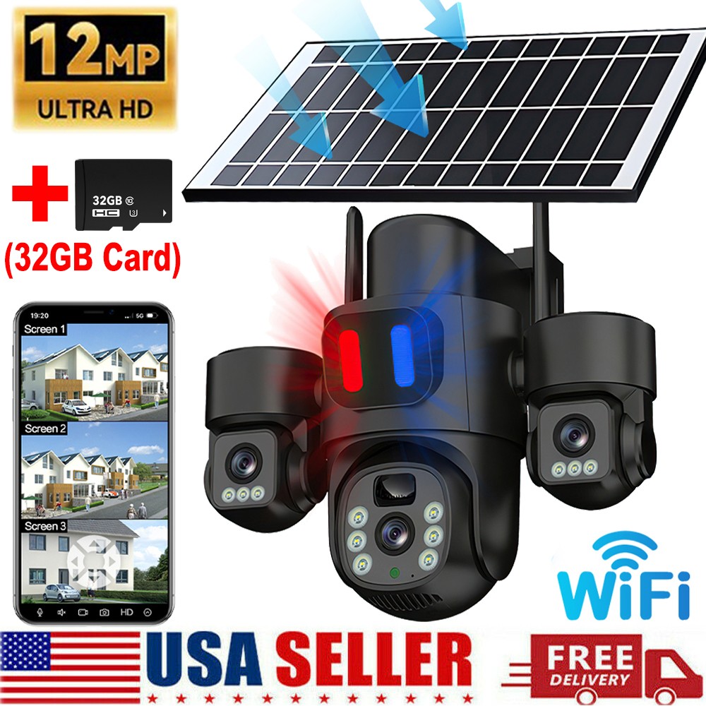 12MP HD Camara De Seguridad Solar Inalambricas Para Exterior Con Vision Nocturna