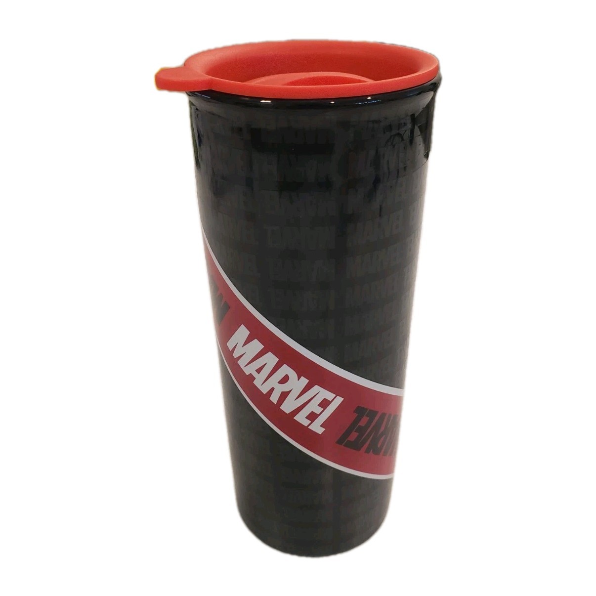 Disney Parks Marvel Black Red & White Ceramic Tumbler w/Red Lid NEW