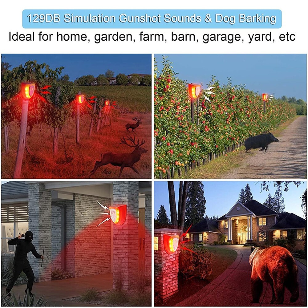 Solar Animal Repeller Light with Alarm & Motion Sensor Outdoor