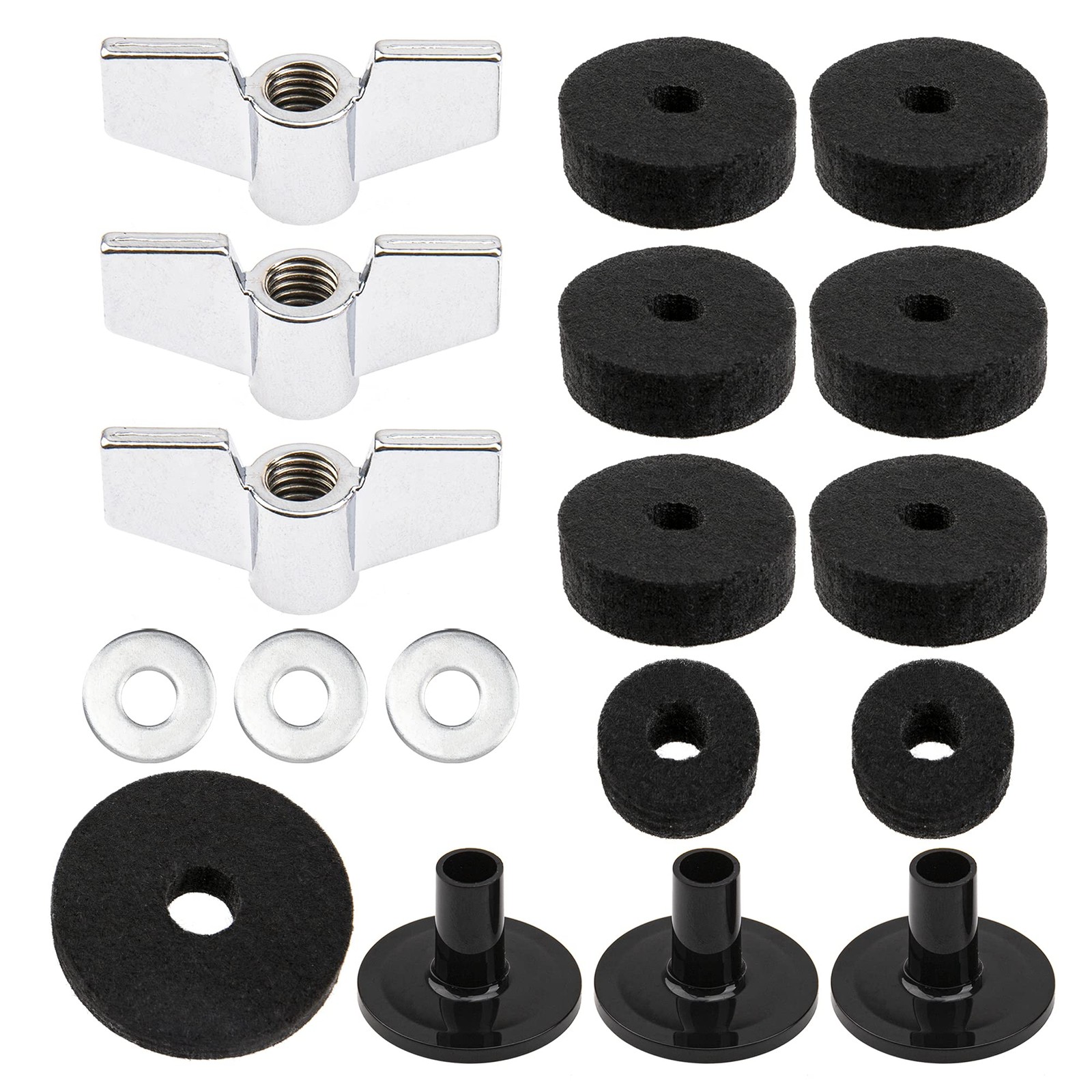 18Pcs Cymbal Stand Felts Clutch Felts Hi-Hat Cup Felts Cymbal Wing Nuts Cymba...