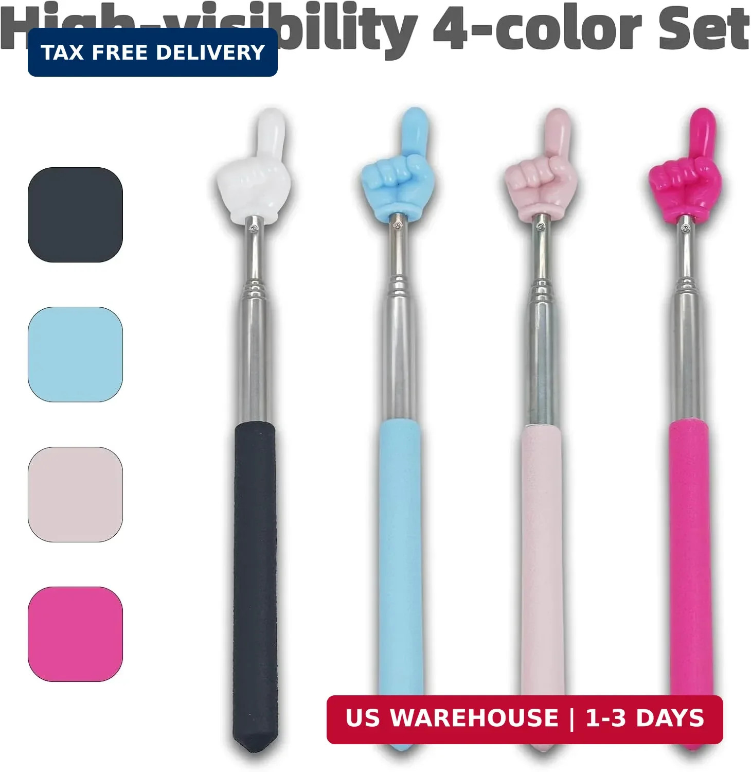 4 PCS Telescopic Pointer Stick - Retractable Teacher Pointer for Classroom, Exte