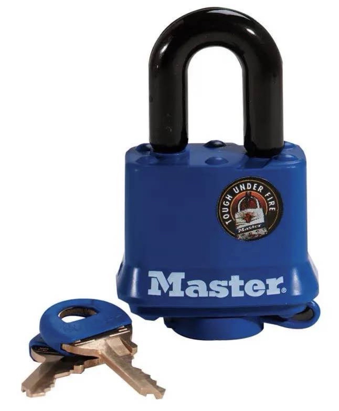 Master Lock 312D Tough Under Fire Blue Keyed Padlock w/ Keys