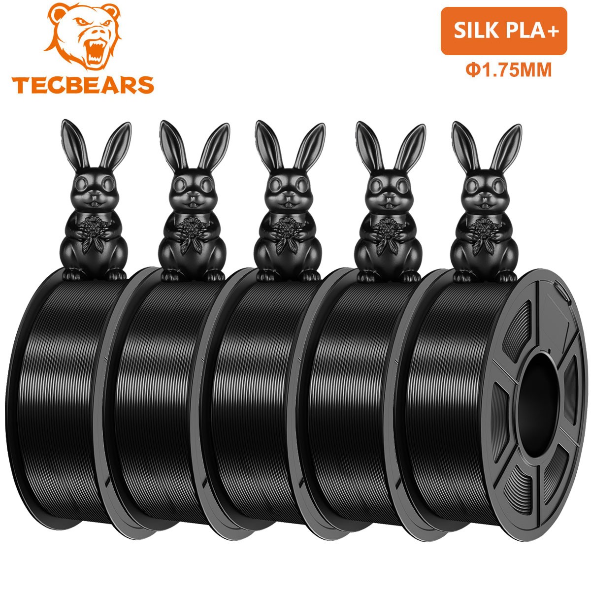 TECBEARS 5KG Silk Filament 1.75 Shiny Silk PLA+ 3D Printer Filament with Smooth