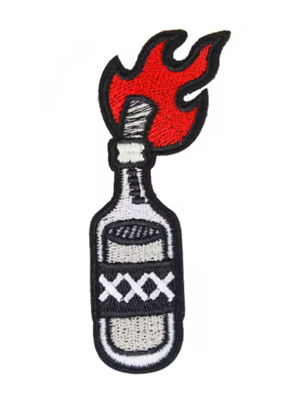 Molotov Cocktail LIT - 4" Embroidered Iron On Biker Patch