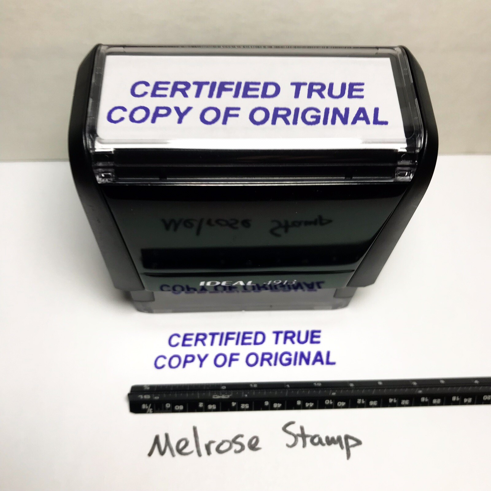Certified Copy Rubber Stamp Purple Ink Self Inking Ideal 4913
