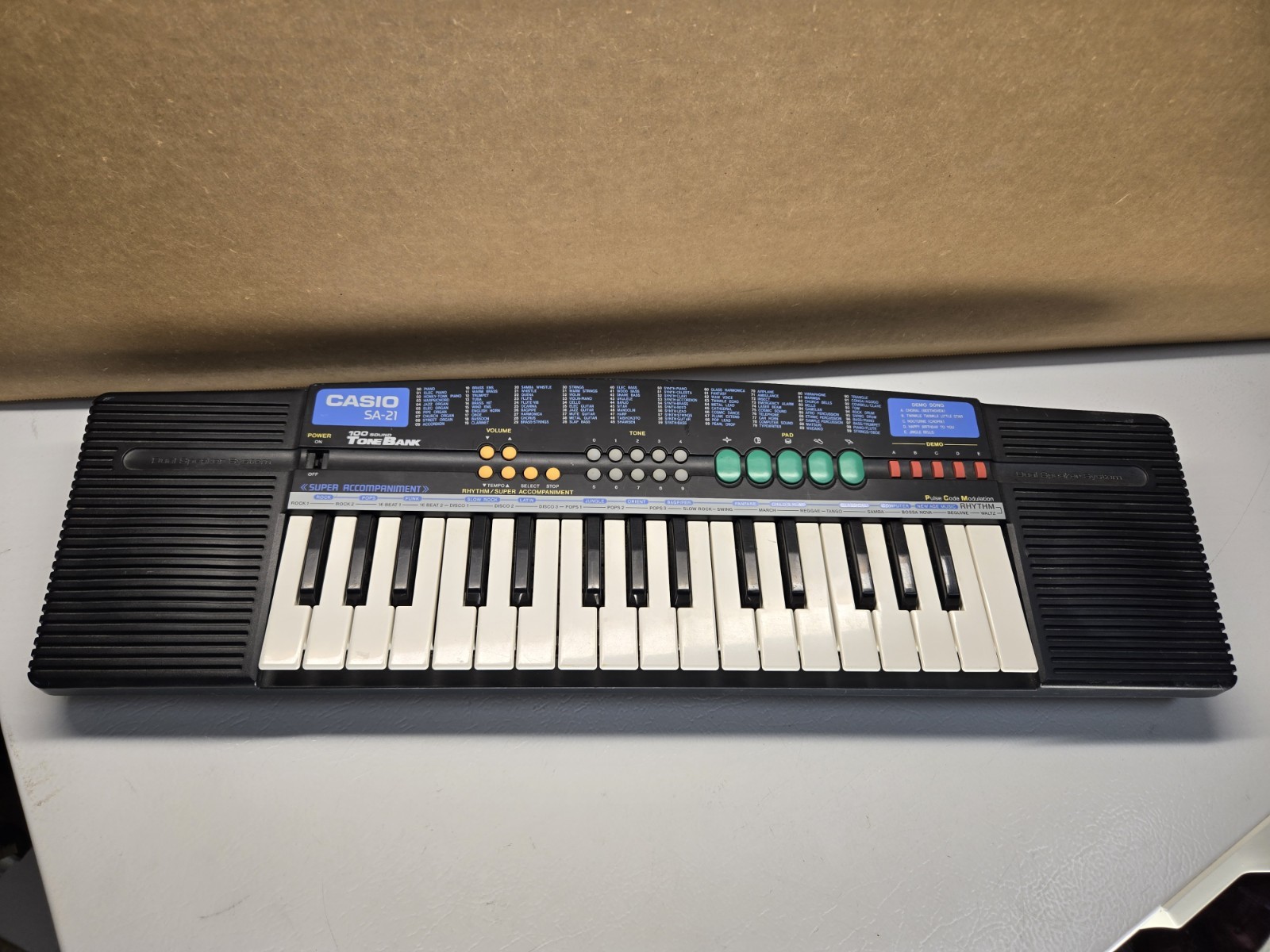 Casio SA-21 Electric Synth Keyboard Portable 100 Sound Tone Bank Dual Speakers