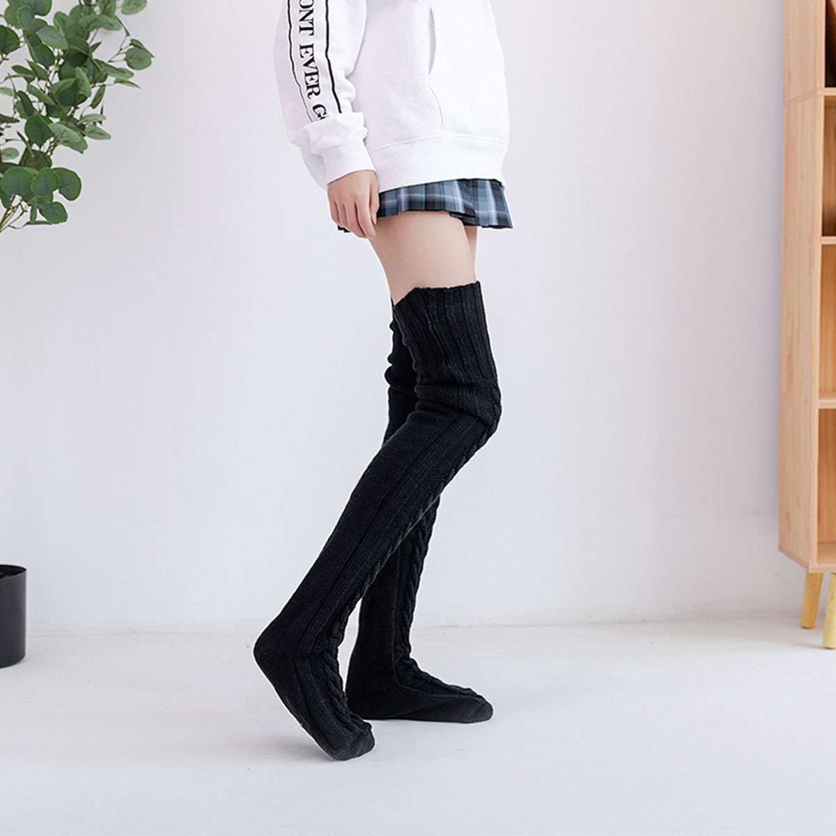 Women's Cable Knit Thigh High Socks Over Knee Stockings Winter Long Boot Warmers