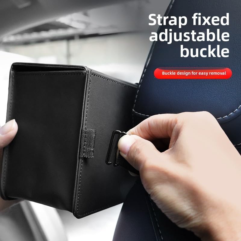 Extra Large Car Tissue Holder Backseat Napkin Organizer, PU Leather, Black