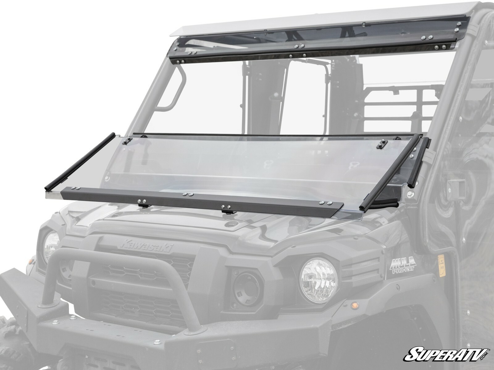 SuperATV 3-IN-1 Flip Down Windshield for Kawasaki Mule Pro FXT / DXT (2015+)