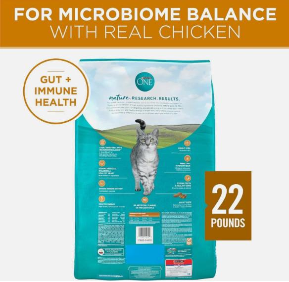 Purina ONE Natural Dry Cat Food, Tender Selects Blend With Real Chicken, 22 lbs
