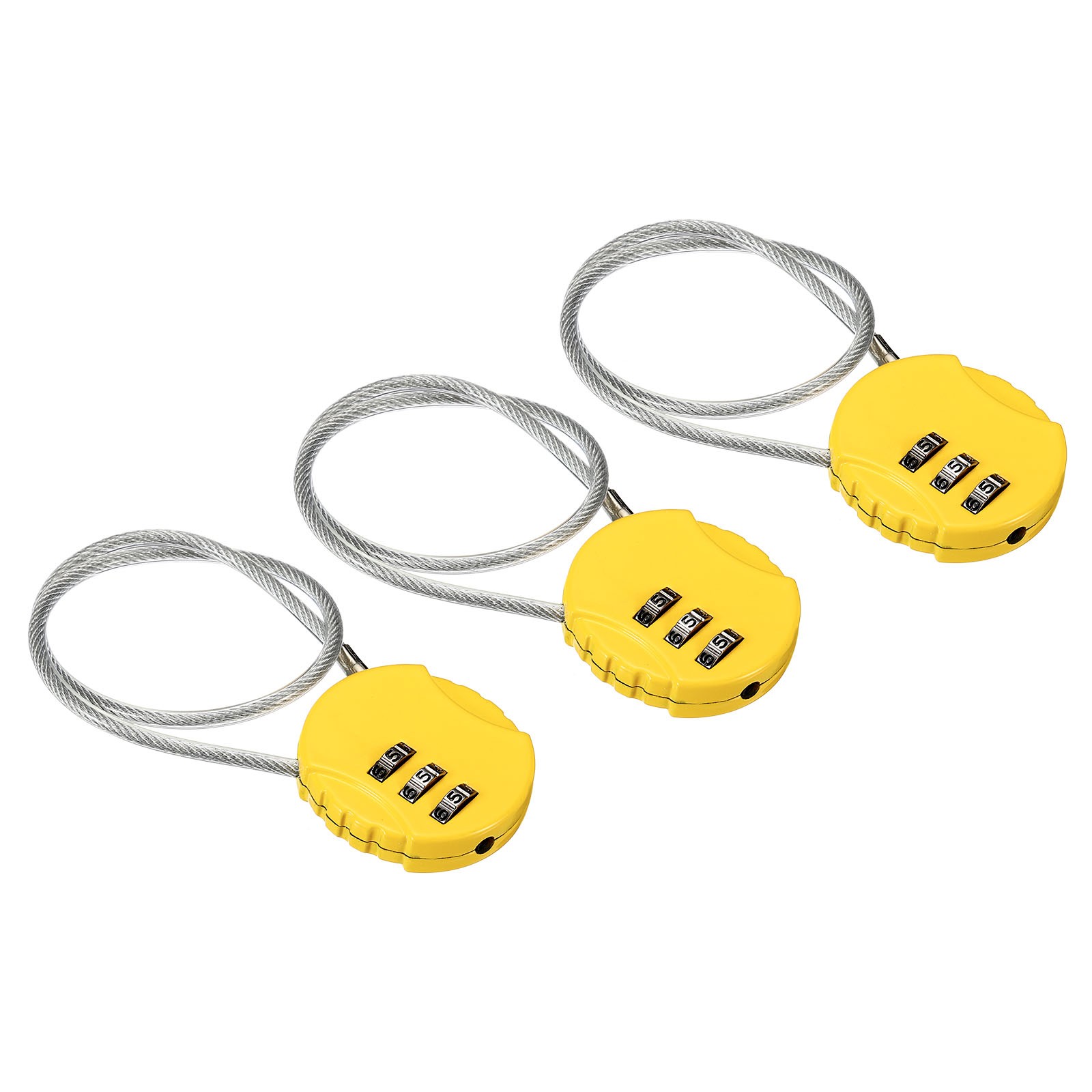 Small Combination Block 11.8", 3pcs 3 Digit Luggage Lock, Yellow