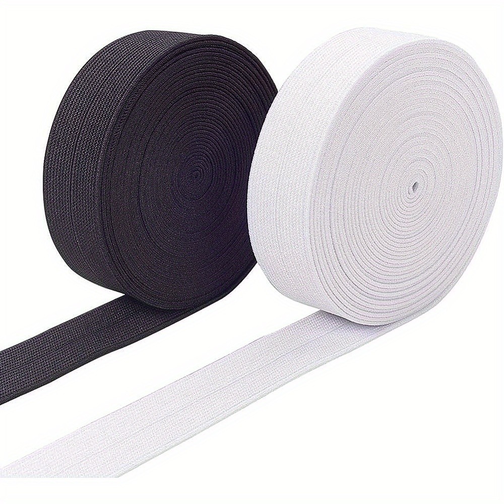 1set 1-Inch 11 yard White Black Foldover Elastic Stretch FOE Elastic Ribbon