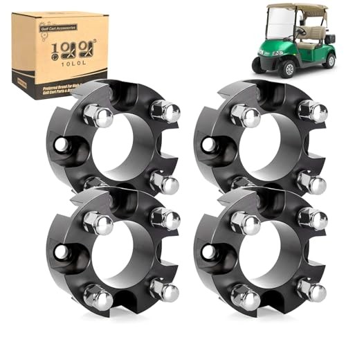 2 Inch Golf Cart Wheel Spacers Kit with Lug Nuts, Fits Club Car, 4-Pack Black