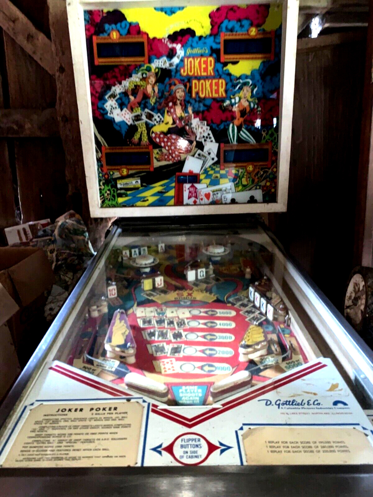 1978 JOKER POKER PINBALL MACHINE PROFESSIONAL TECHS LEDS CARDS 15 DROP TARGETS