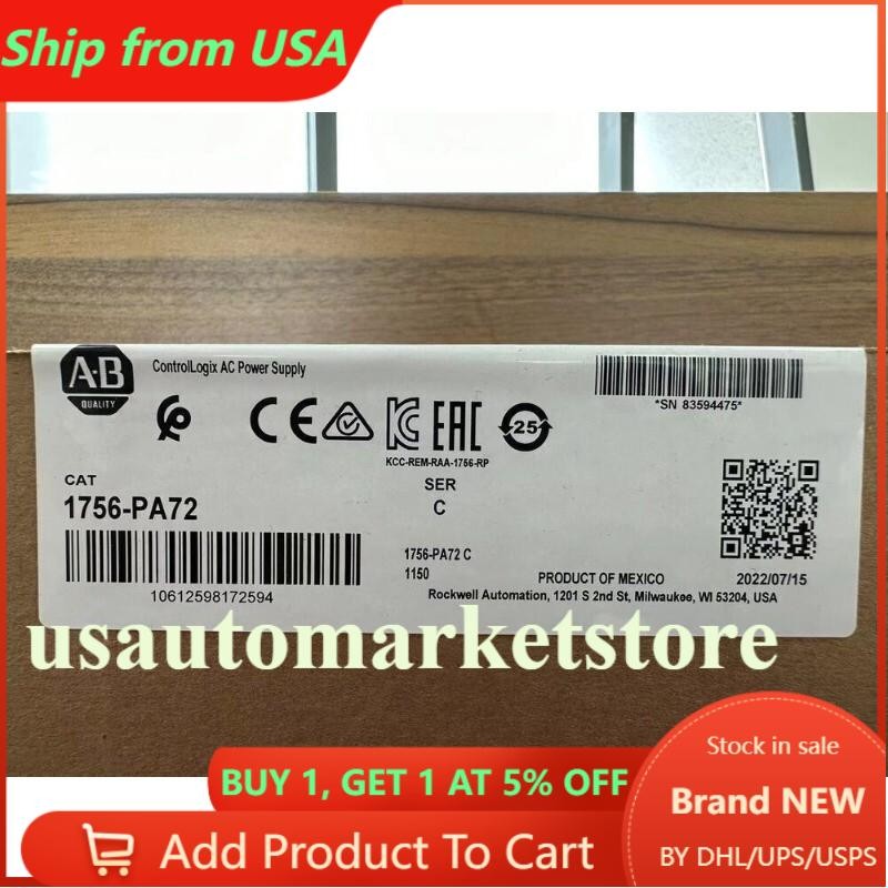 1756-PA72  New Sealed AB ControlLogix AC Power Supply 1756PA72 US Free Tax