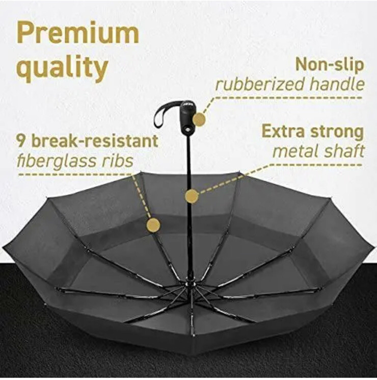 Large Compact Golf Umbrella Double Canopy Vented Windproof Rustproof By Rainplus