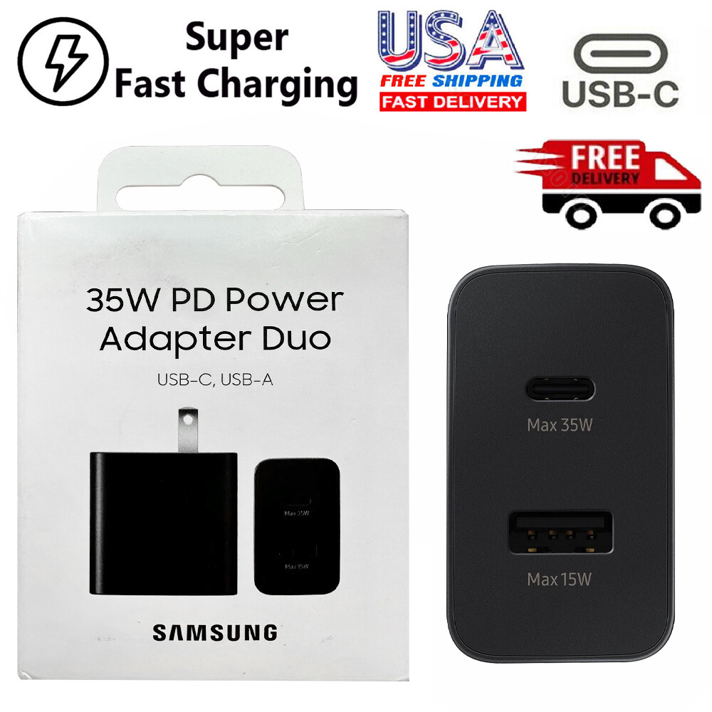 ⚡Super 35W PD Power Adapter Duo Wall Charger+ Cables Fit Samsung S23 S22 S21 S20