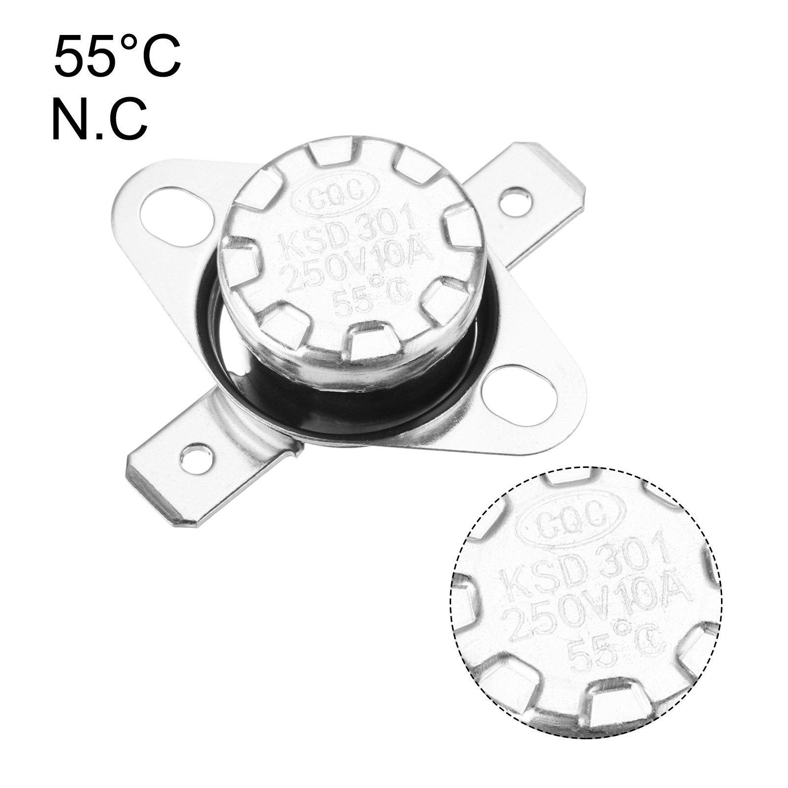 Temperature Control Switch Thermostat 55°C 10A N.C 6.3mm Pin 10pcs
