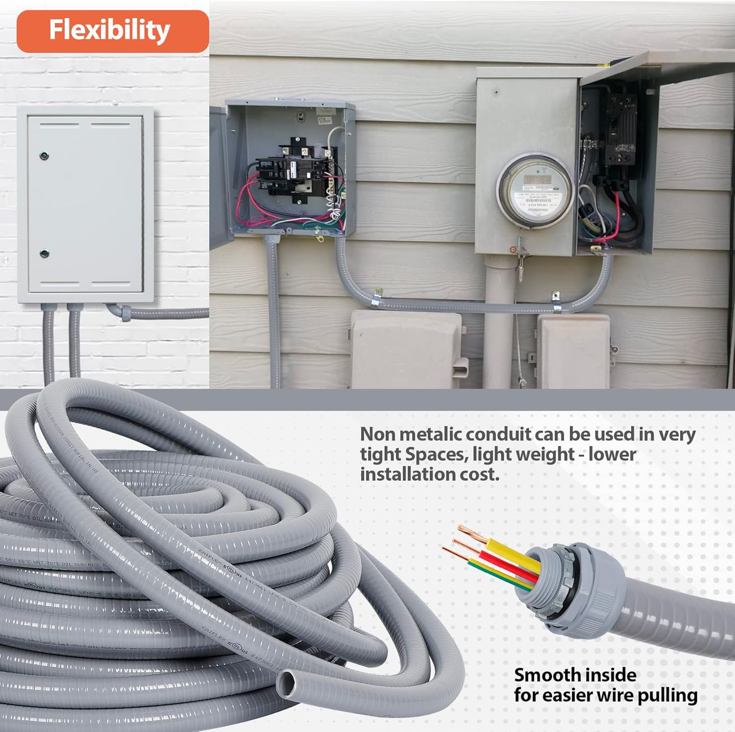 Liquid-Tight Conduit Kit 1/2 50Ft W/Ul Certification | Flexible Electrical Condu