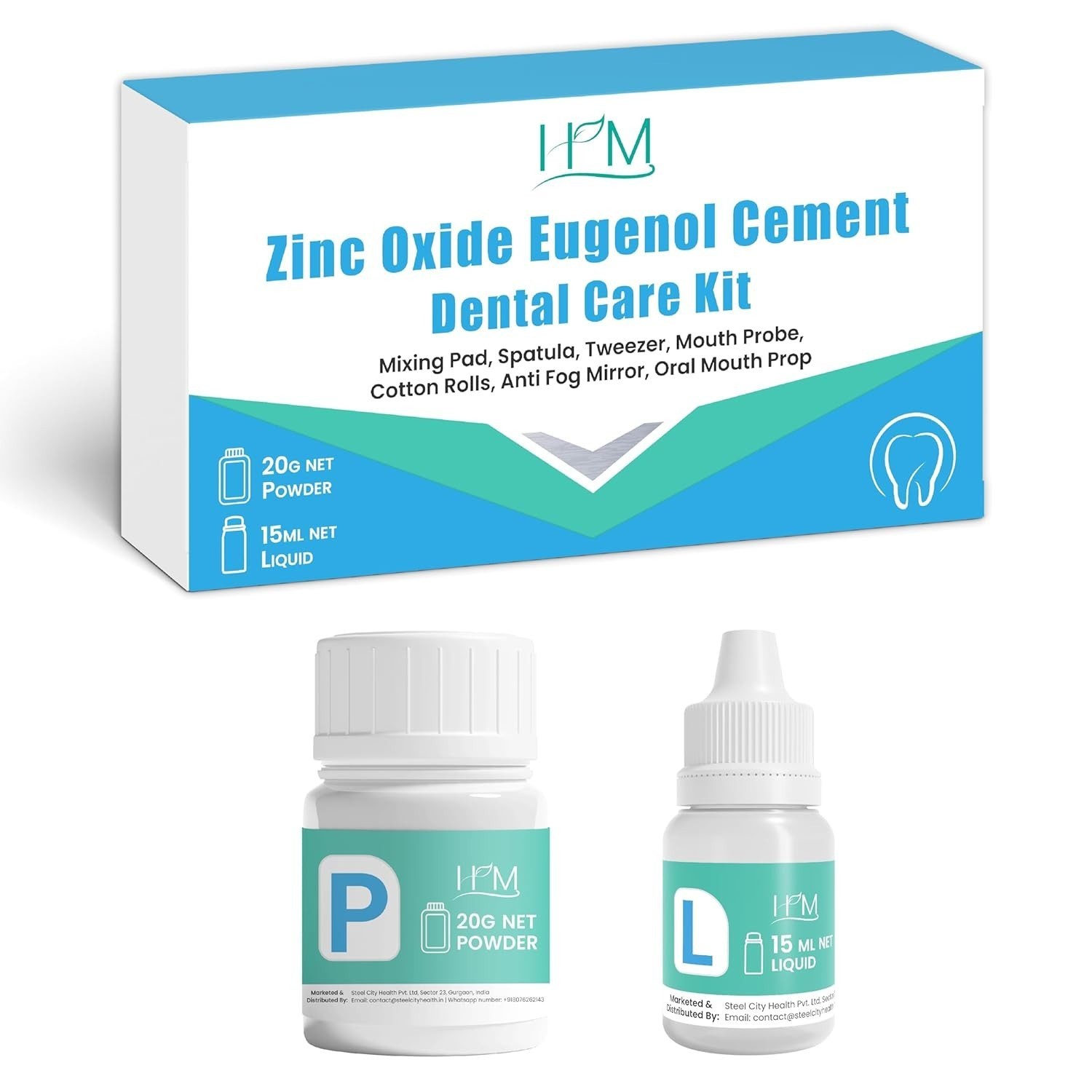 Mastermedi Zinc Oxide Eugenol Cement Dental Care Kit Glue For Crowns & Bridges