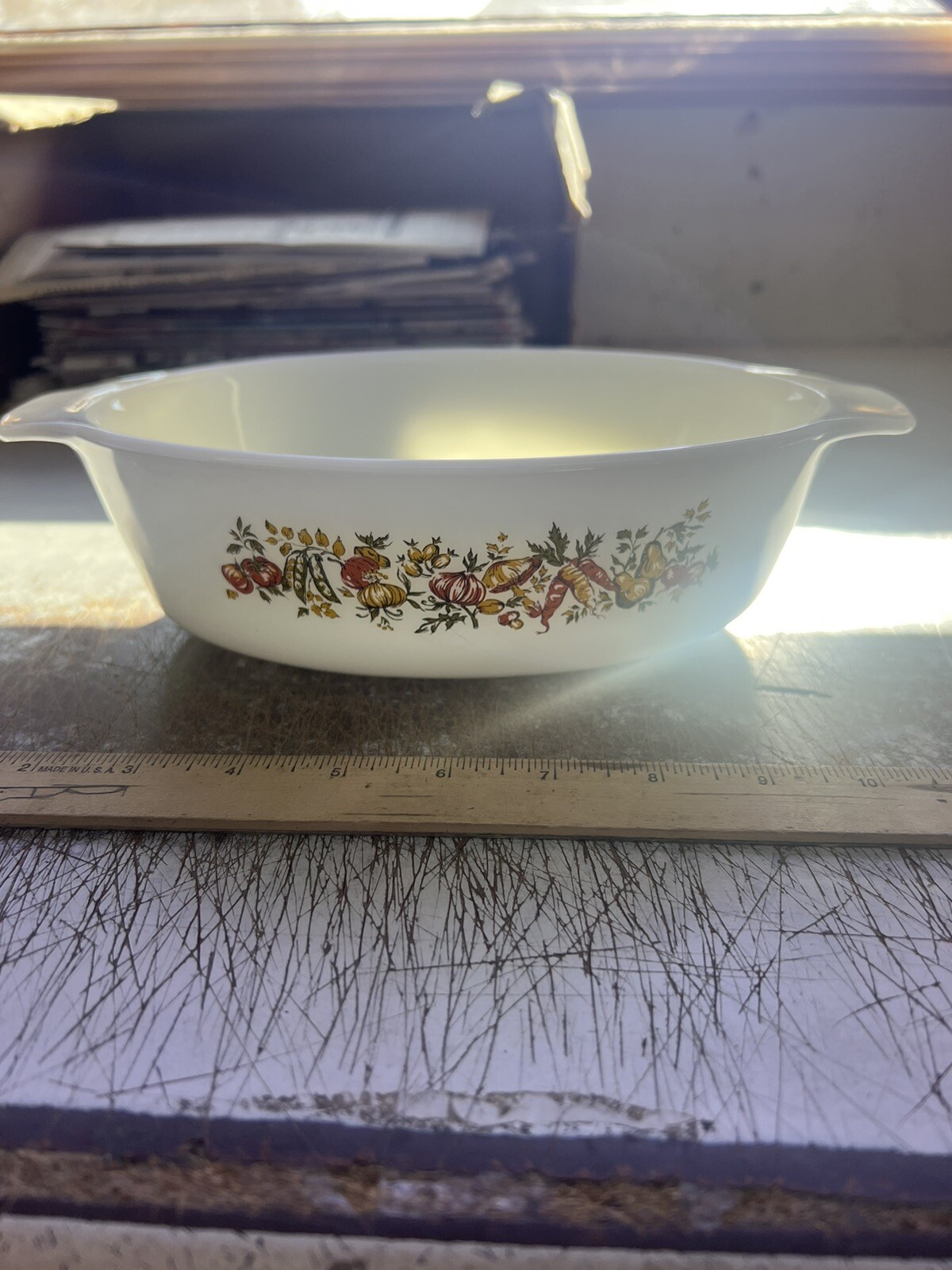 vintage anchor hocking casserole dish 1.5 qt vegetable design