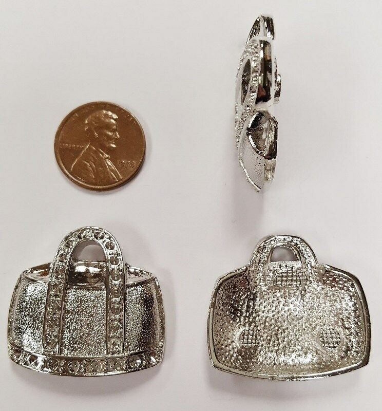 1 Retro Silver Pocketbook Handbag 29x30mm. Unset Rhinestone Setting Finding E278