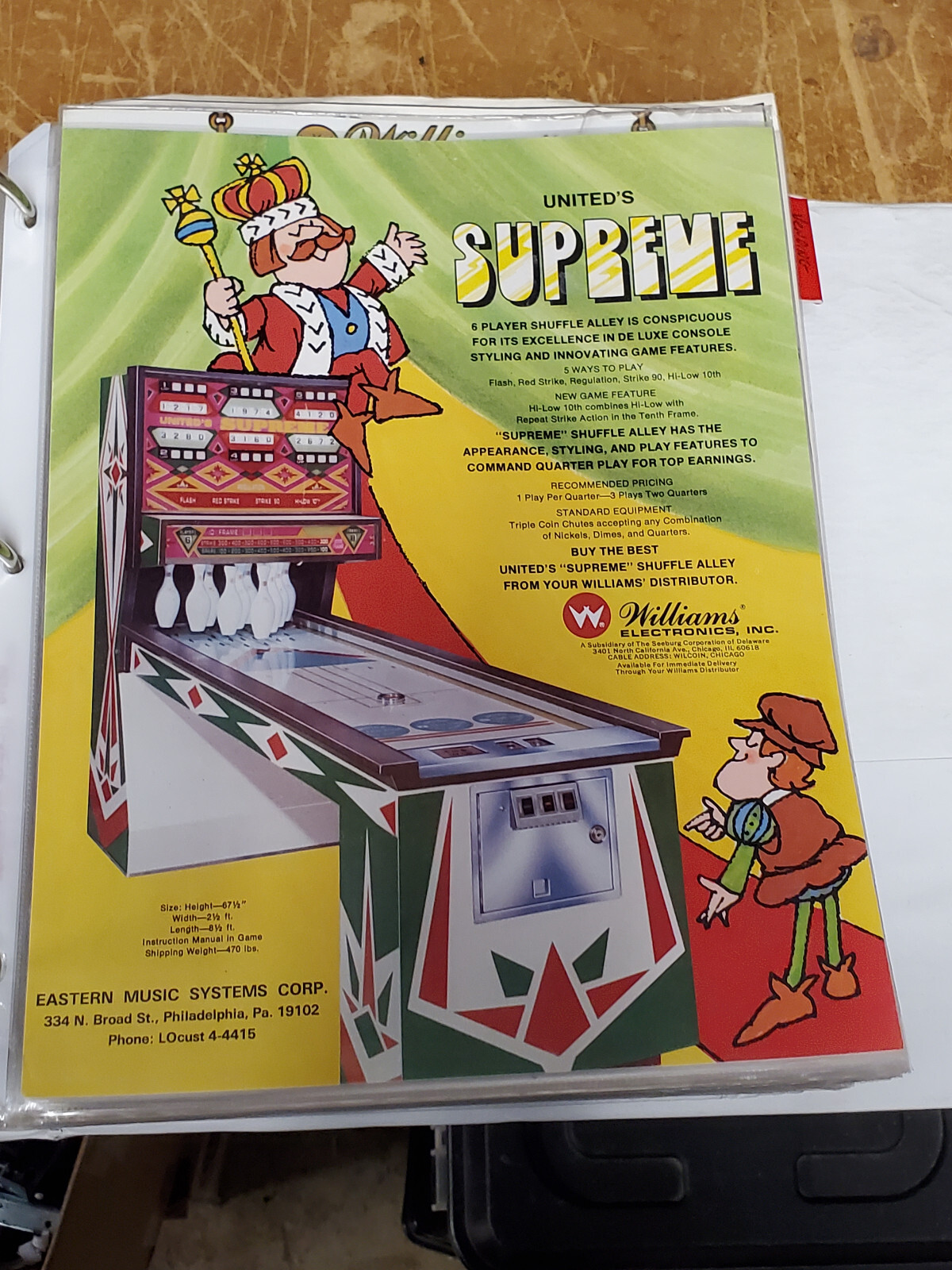 United's SUPREME SHUFFLE ALLEY flyer- original-rare 8 by 11 inches