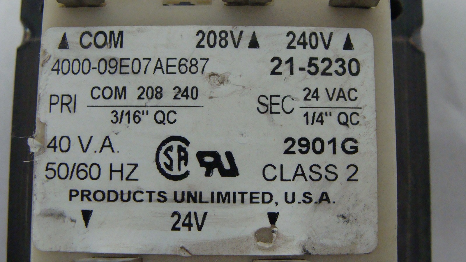 Liftmaster K21-5230 Transformer 208/240V, 24VAC, 40VA 21-5230 Commercial Opener