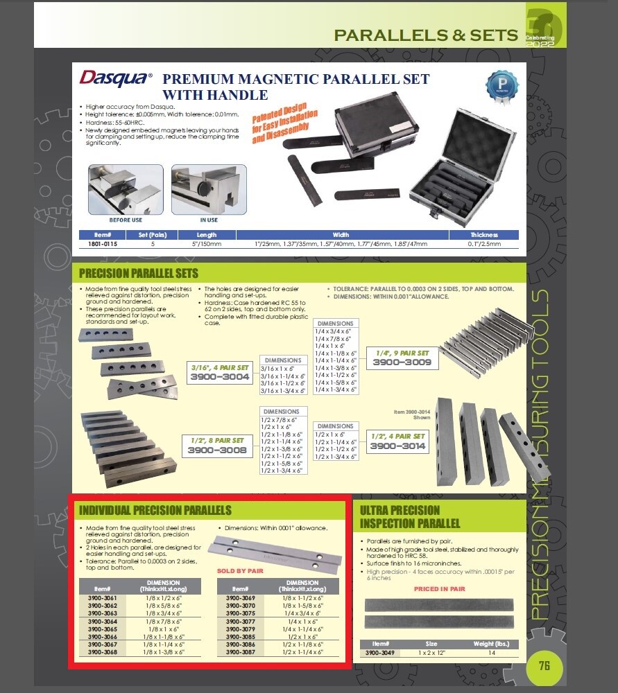 1/8 X 1-3/8 X 6 PARALLEL (3900-3068)
