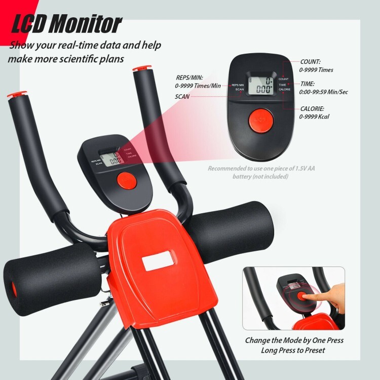 Foldable Abdominal Trainer Home Gym Equipment Adjustable Workout W/ LCD Display
