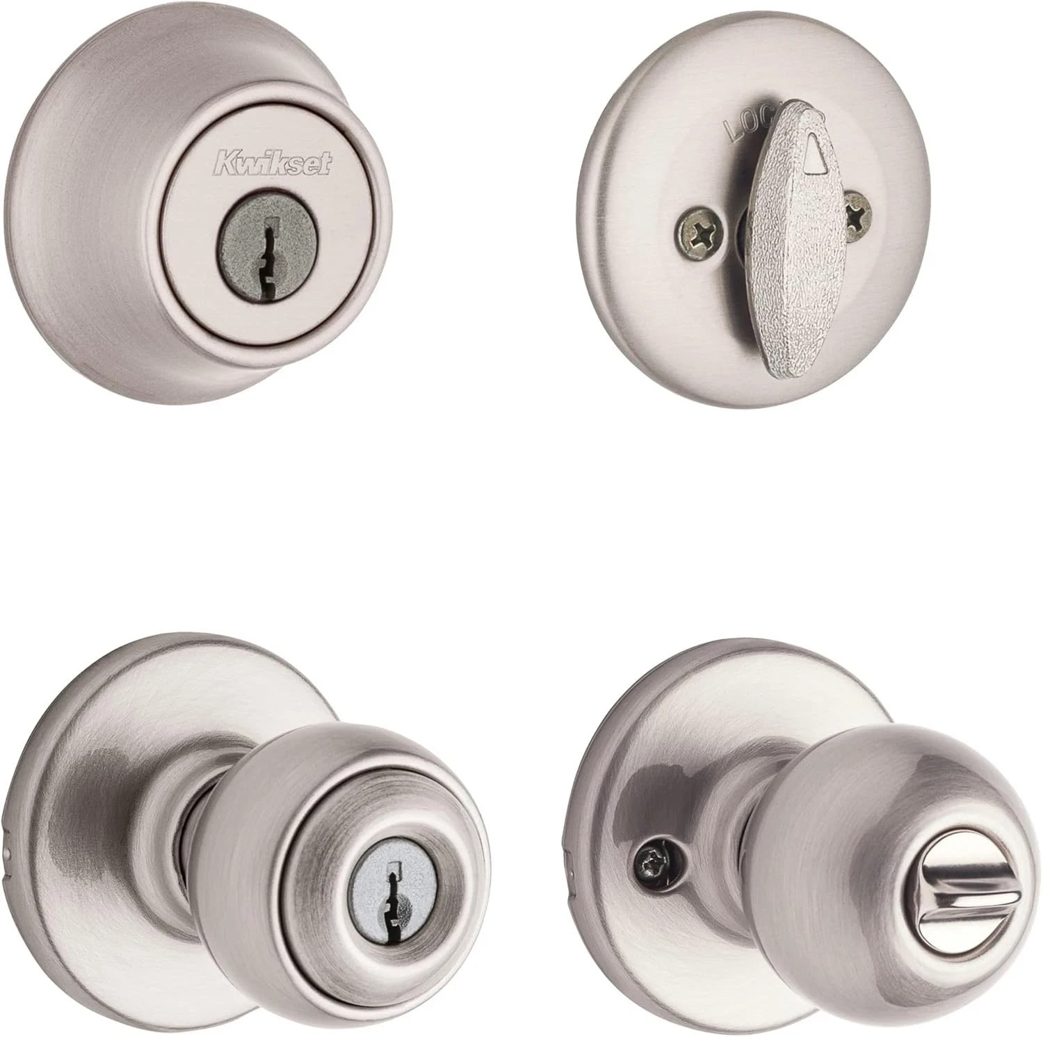 Kwikset 96900-320 Polo Entry Knob and Single Cylinder Deadbolt Satin Nickel