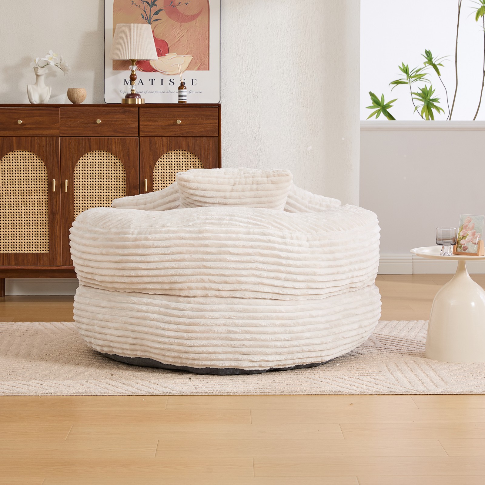 Oversized Corduroy Bean Bag Chair w/ Memory Foam Filled & Pillows for Apartment