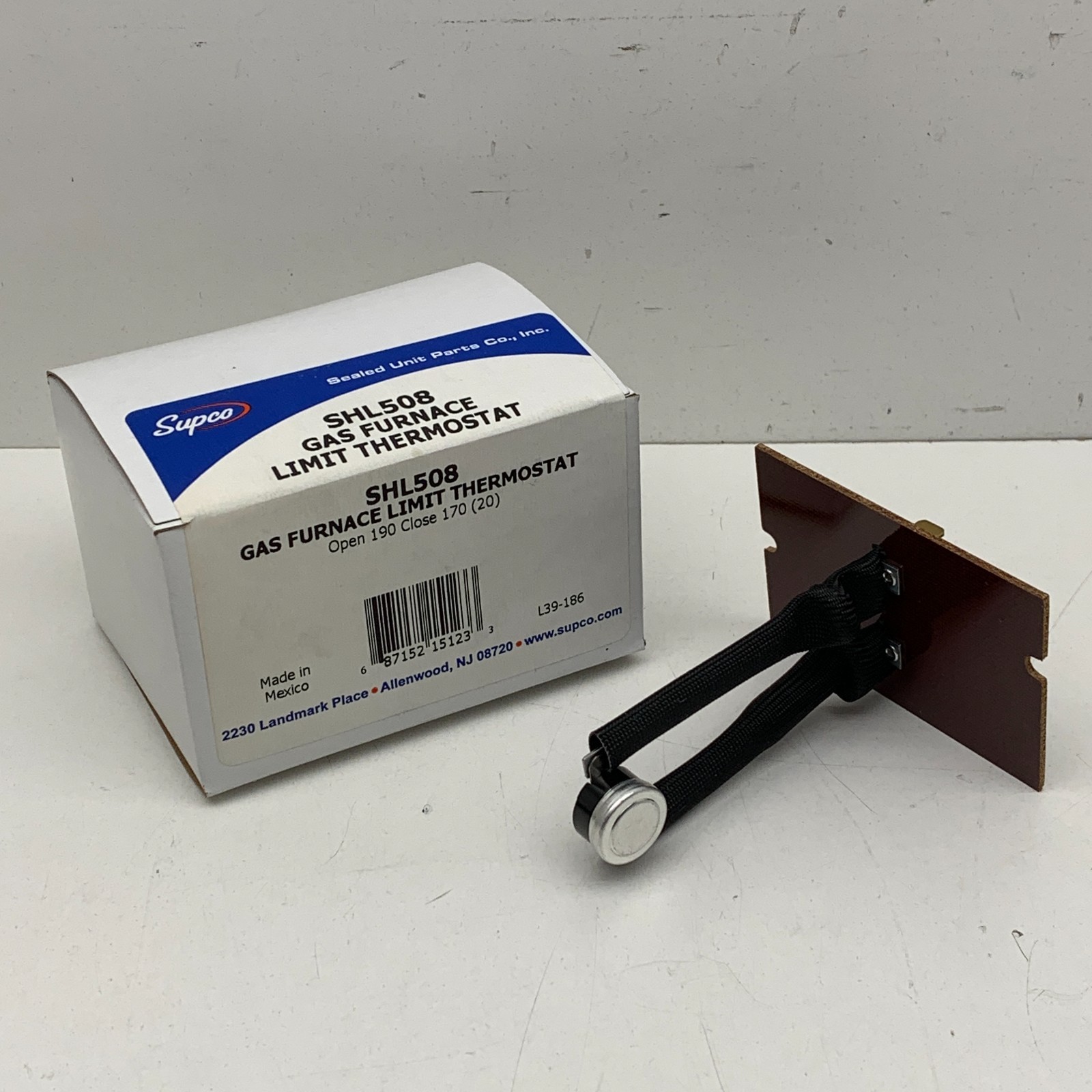 Supco SHL508 Gas Furnace Limit Thermostat Open 190°F, Close 170°F