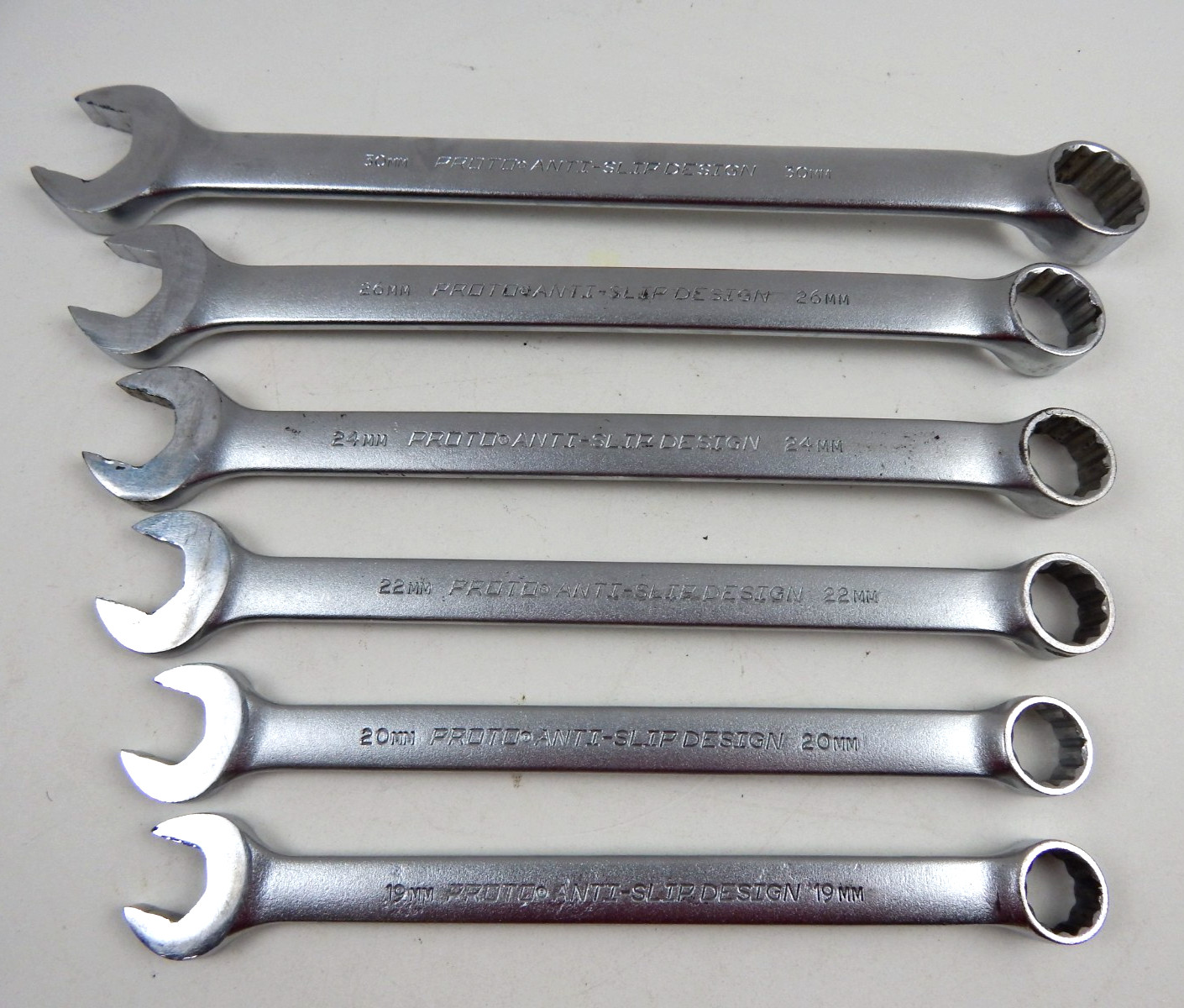 PROTO Anti-Slip Design Metric 12pt Combination Wrench Set 19mm-30mm MASD 6pc EUC