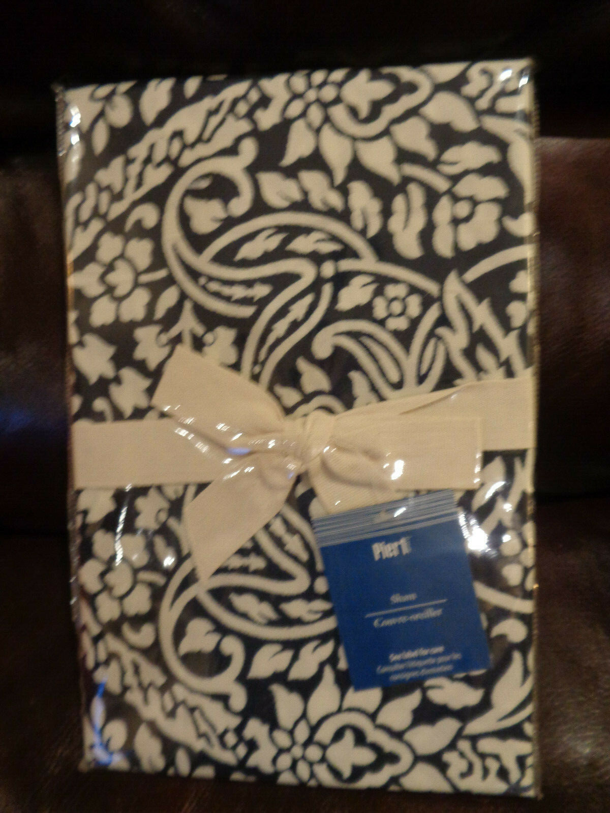 PIER 1 TILE MEDALLION NAVY STANDARD SHAM      NEW