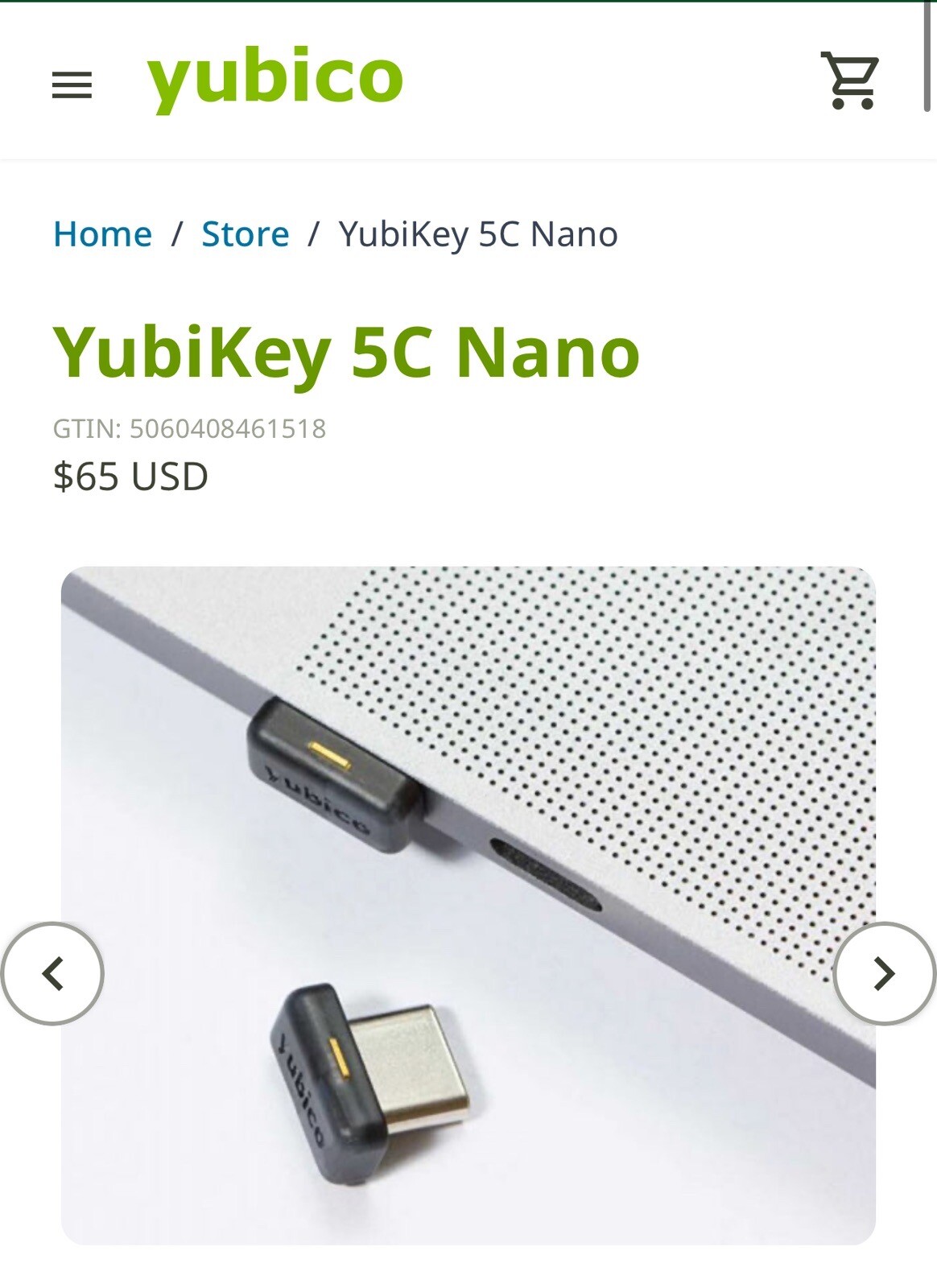 (2)Yubico YubiKey 5C Nano Two Factor Authentication USB Security Key Open Box