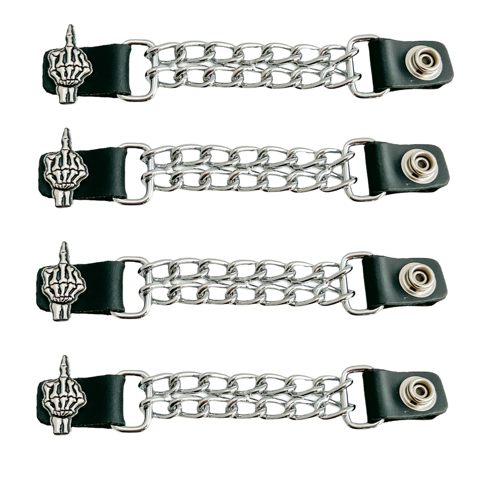 Motorcycle Vest Extenders Double Chrome Chain Made in USA Line 24 Snaps MC Biker
