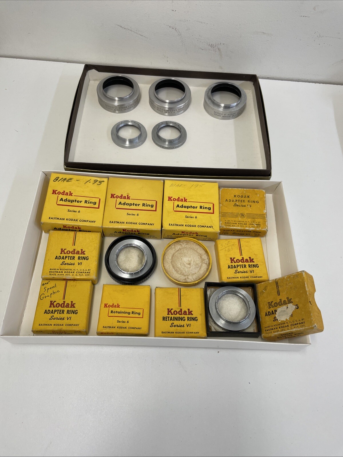 11 Kodak Series VI Adapter Rings/2 Retaining Rings/3 Lense Hoods! Mint !