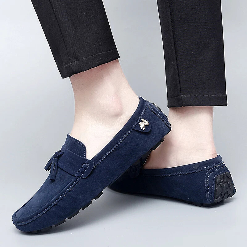 Fashion Men's Suede Loafers Comfortable Casual Shoes Slip on Flat Driving Shoes