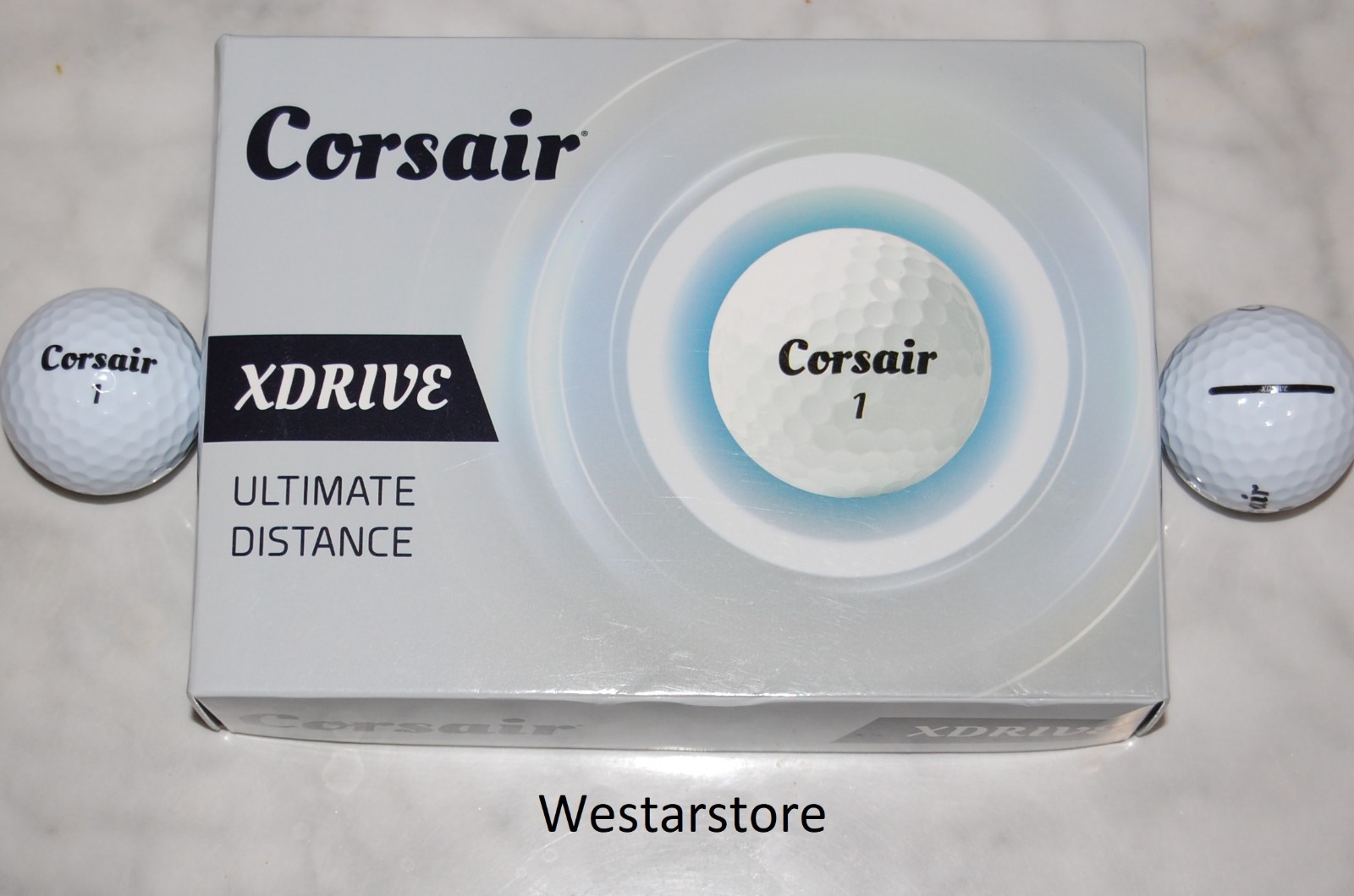 NEW  CORSAIR  XDRIVE  1 DOZEN  White Golf Balls  FREE 2 Dozen TEES