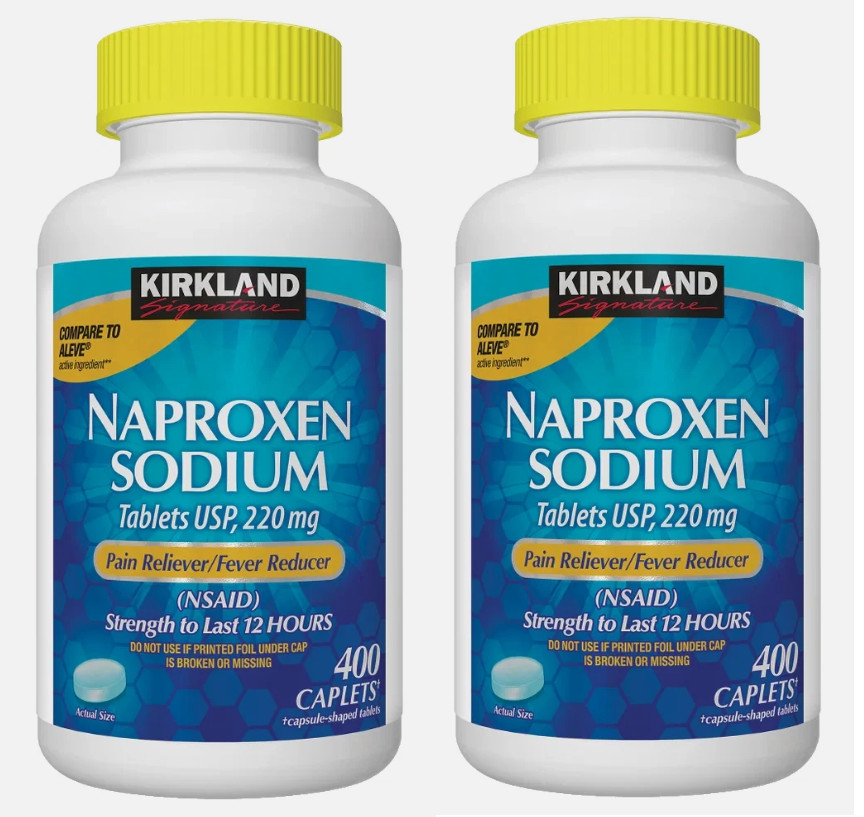 2 x Kirkland Naproxen Sodium 220mg Pain & Fever Reducer 400 Caplets Exp-02/2026