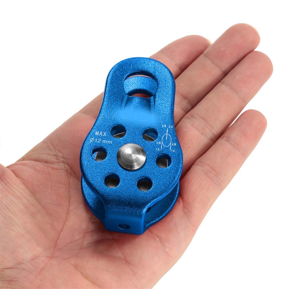 20KN Fixed Single Pulley Climbing Rescue Mountaineer Survival Sheave Blue