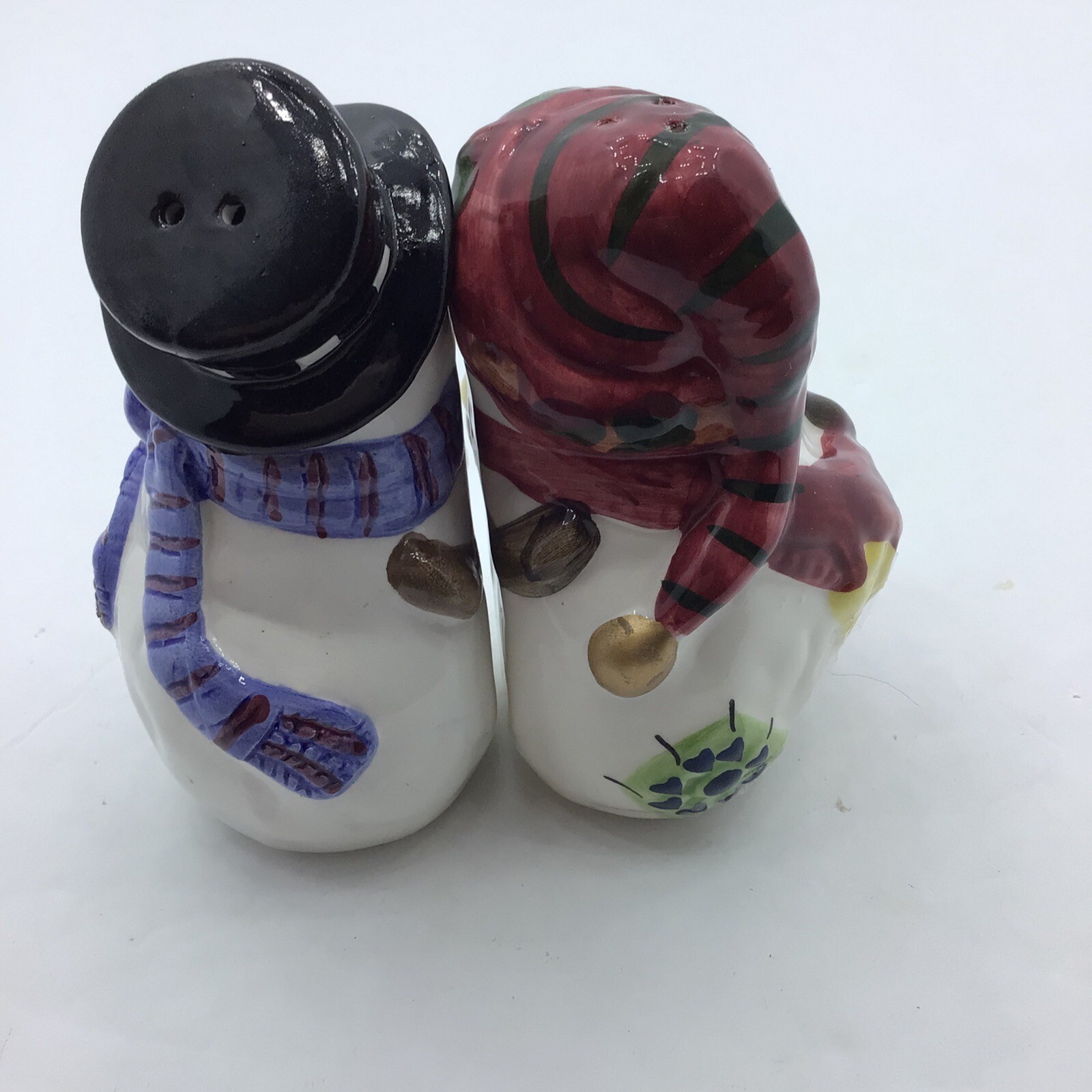 Hugging Snowmen Ceramic Salt and Pepper Shakers