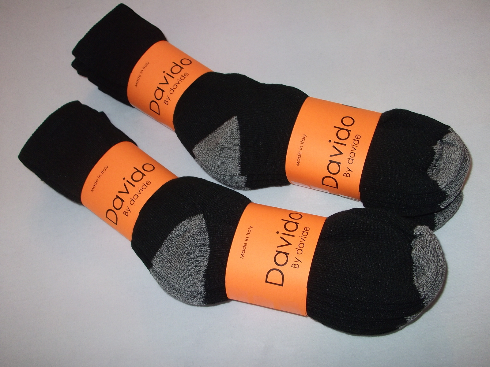 Davido Mens socks crew made in Italy 100% cotton 6 pairs black /gray size 9-11