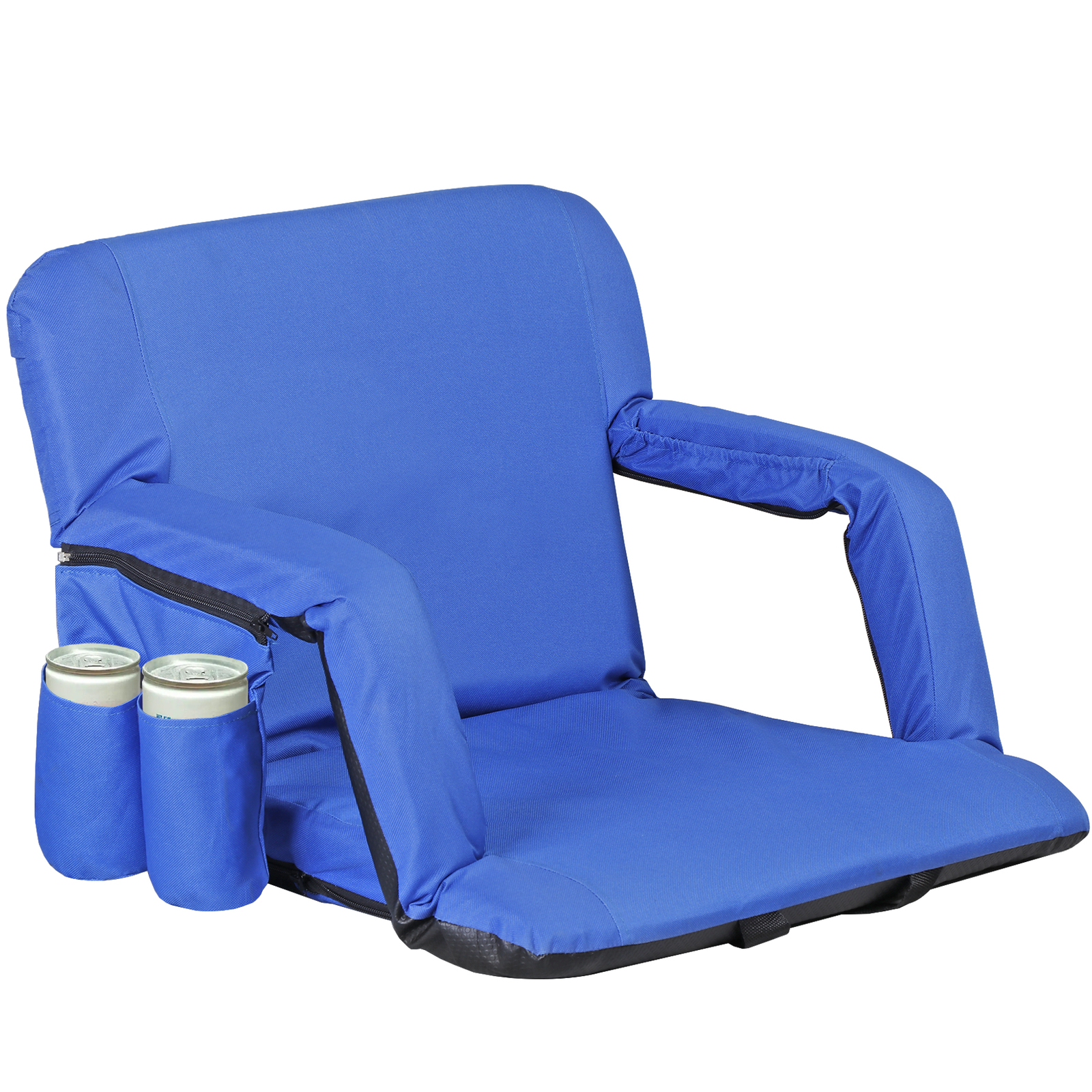 24.5 inch Wide Stadium Seat for Bleachers with Pockets and Anti-slip Base Blue