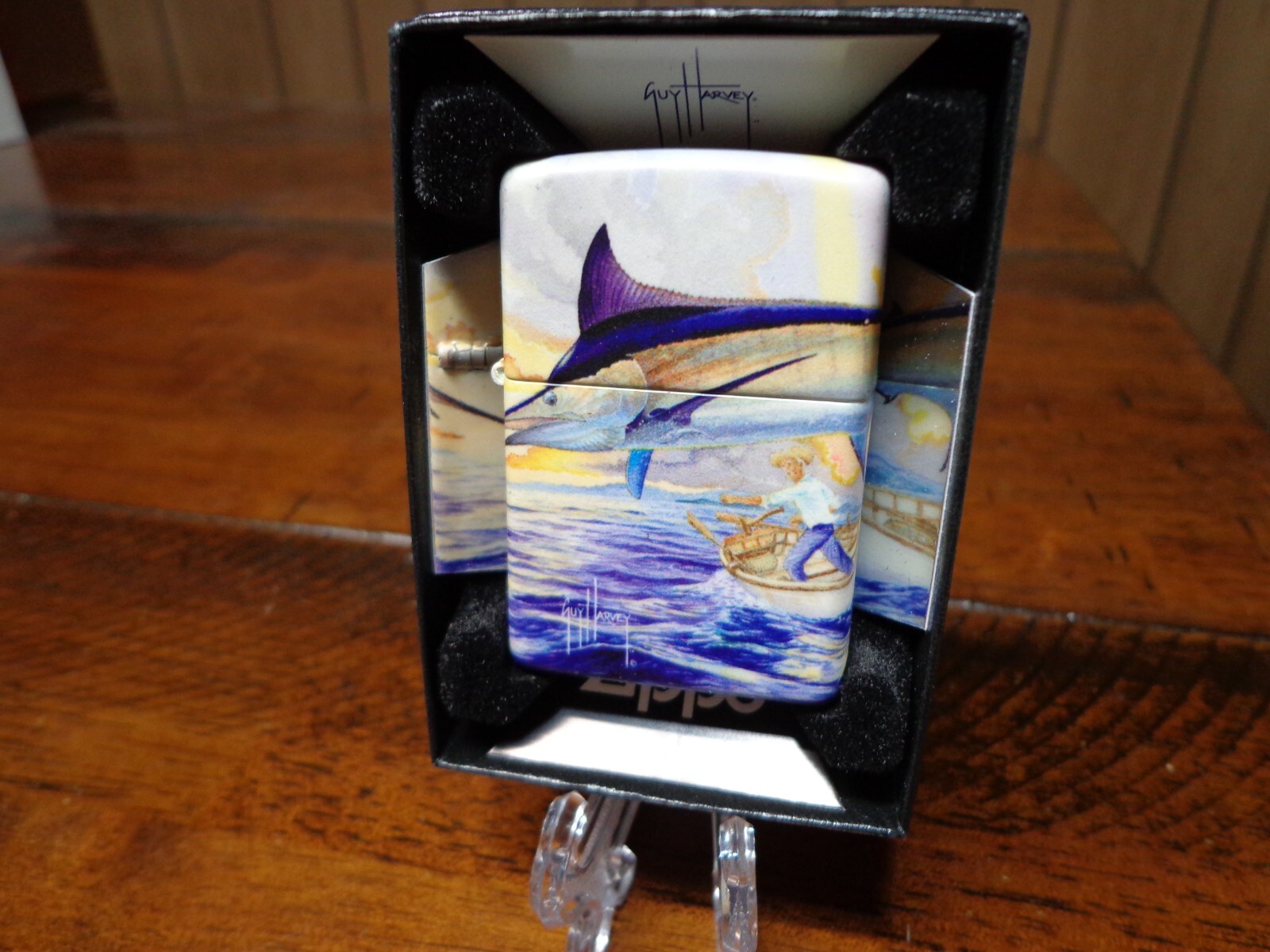 GUY HARVEY OLD MAN AND THE SEA BLUE MARLIN 540 DESIGN ZIPPO LIGHTER MINT IN BOX