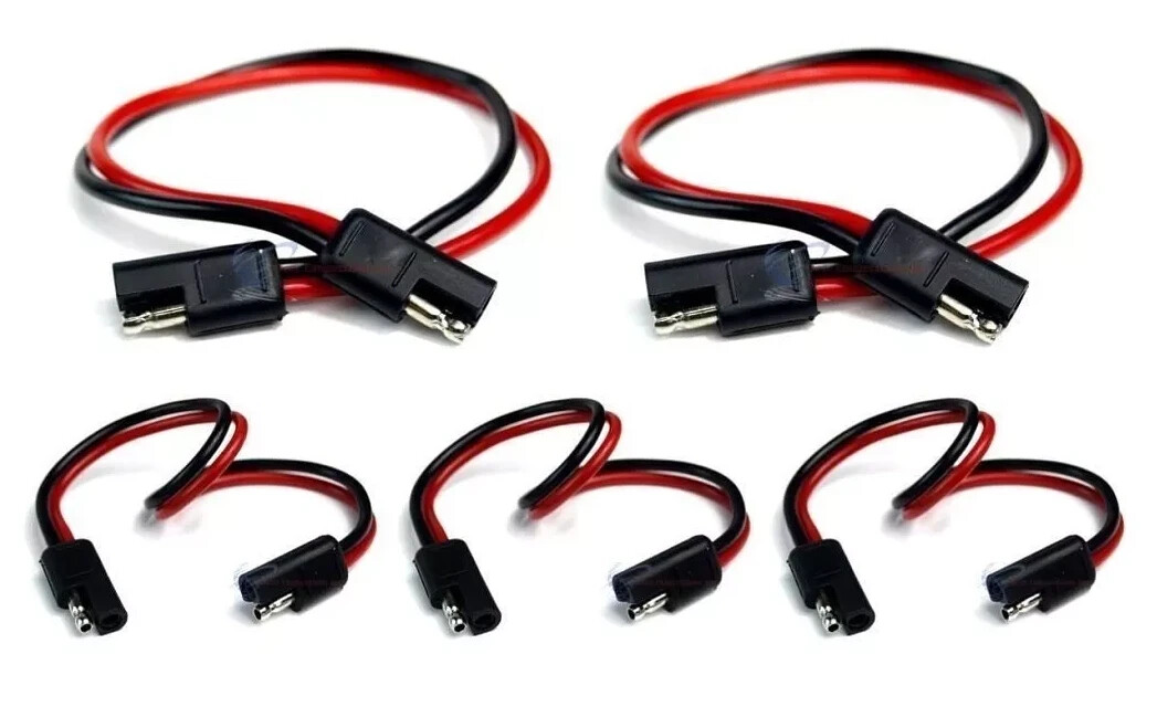 5 Pack 8 Gauge 12" 2 Pin Quick Disconnect Polarized Inline Molded Connectors