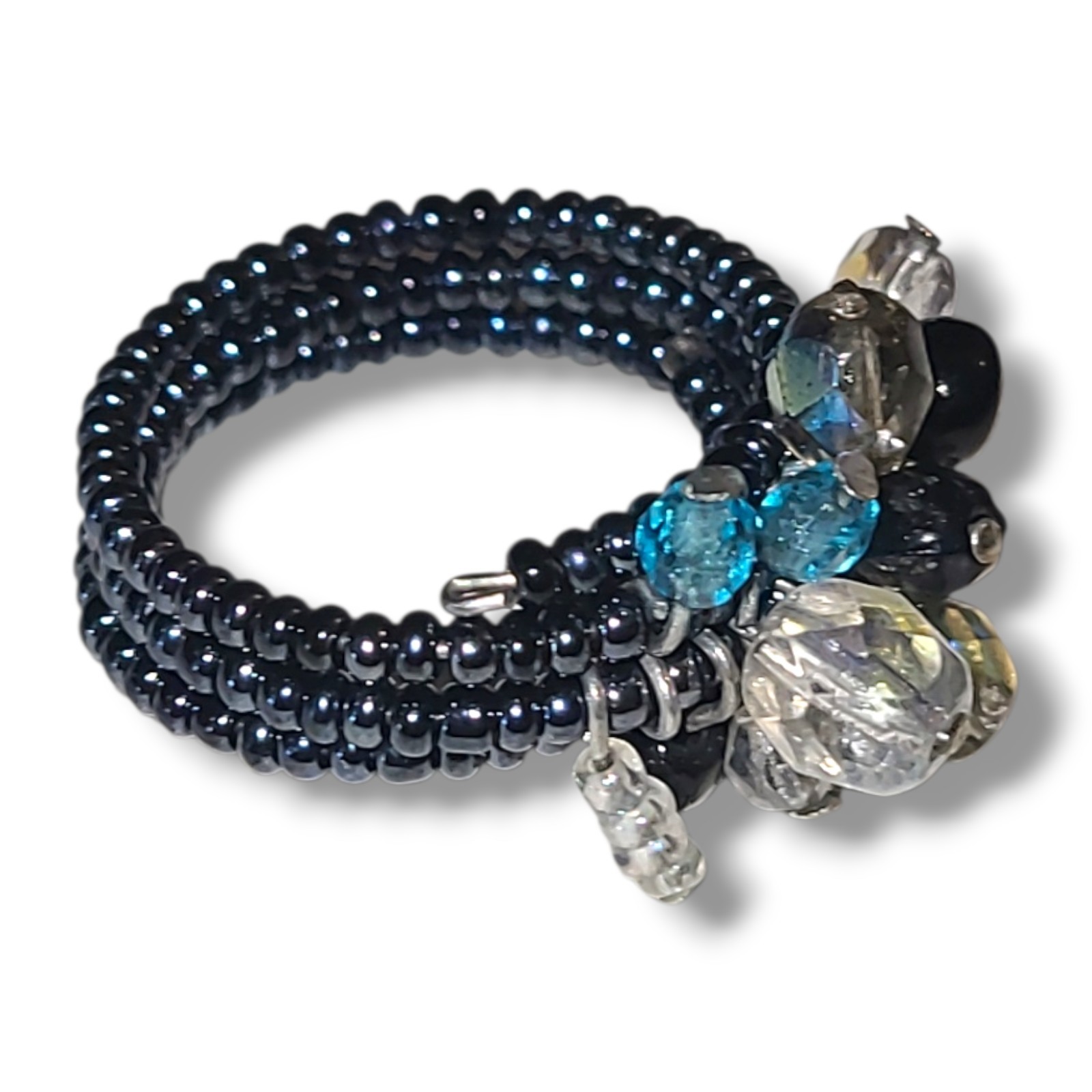 Handmade Bead Cluster Beaded Wrap Ring  Adjustable Size