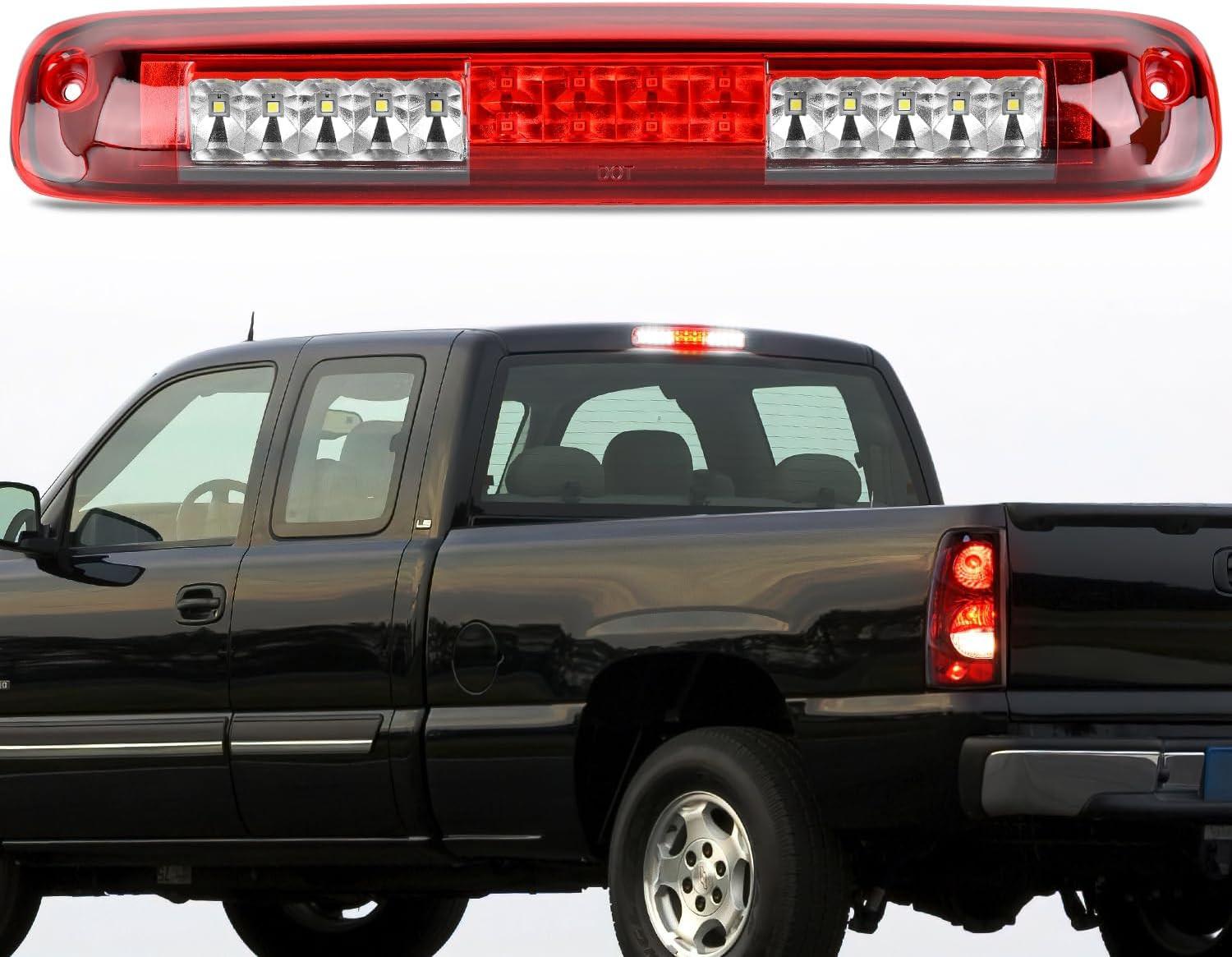 Third Brake Light Tail High Mount 3Rd Stop Cargo Reverse LED Lights Red Shell fo